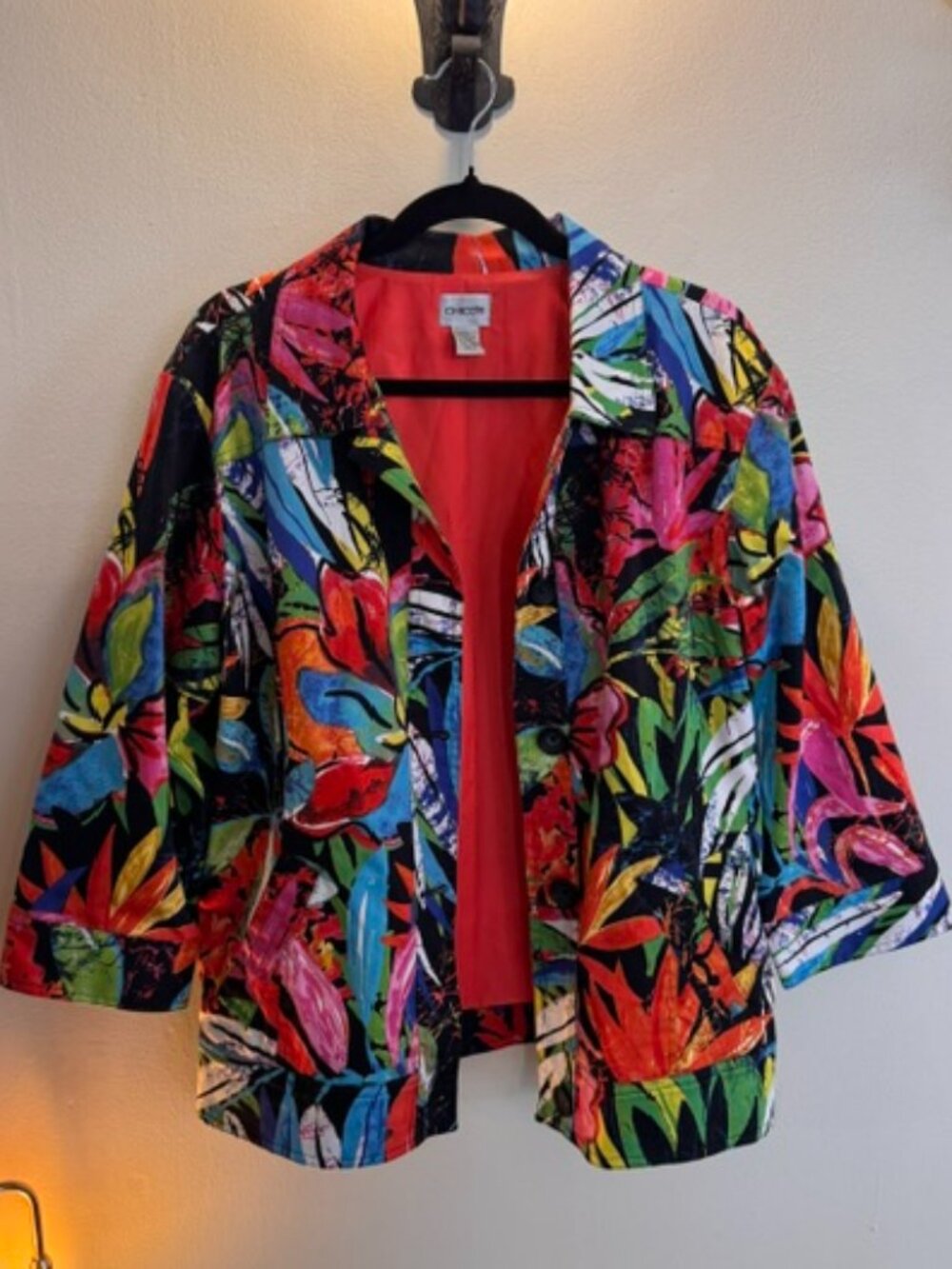 Chico's tropical floral jacket